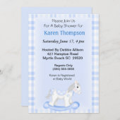 Uitnodiging tot het Baby shower van Rocking Horse (Voorkant / Achterkant)