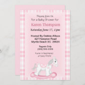 Uitnodiging tot het Baby shower van Rocking Horse (Voorkant / Achterkant)