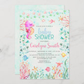 Uitnodiging tot het Baby shower van Seahorse (Voorkant / Achterkant)