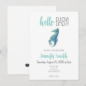Uitnodiging tot het Baby shower van Seahorse (Voorkant / Achterkant)
