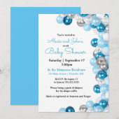 Uitnodiging tot het Baby shower van Silver en Blue (Voorkant / Achterkant)