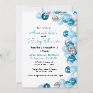 Uitnodiging tot het Baby shower van Silver en Blue