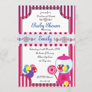 Uitnodiging tot het Baby shower van snoepjes
