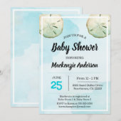 Uitnodiging tot het Baby shower van strand van San (Voorkant / Achterkant)