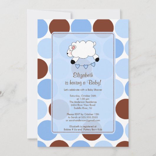 Uitnodiging tot het Baby shower van Sweet Sheep Bo (Voorkant)