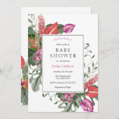 Uitnodiging tot het Baby shower van Tropical Aloha (Voorkant / Achterkant)