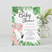 Uitnodiging tot het Baby shower van Tropical Flami (Staand voorkant)