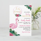 Uitnodiging tot het Baby shower van Tropical Flami (Staand voorkant)