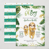 Uitnodiging tot het Baby shower van Tropisch bos (Voorkant / Achterkant)