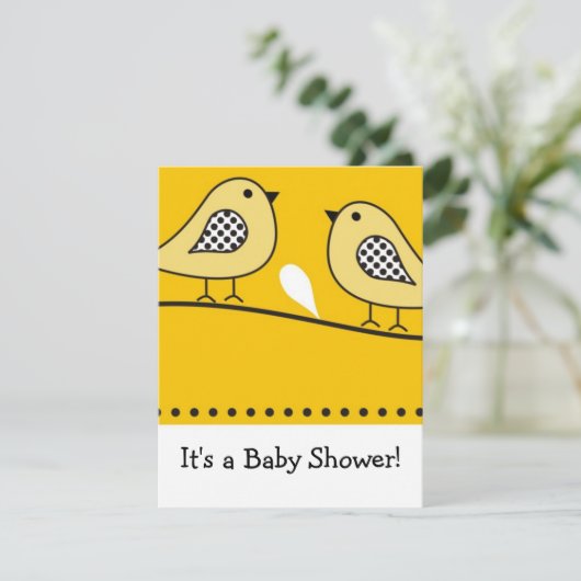 Uitnodiging tot het Baby shower van vogels : : Gee (Staand voorkant)
