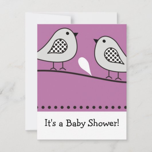 Uitnodiging tot het Baby shower van vogels : : Roz (Voorkant)