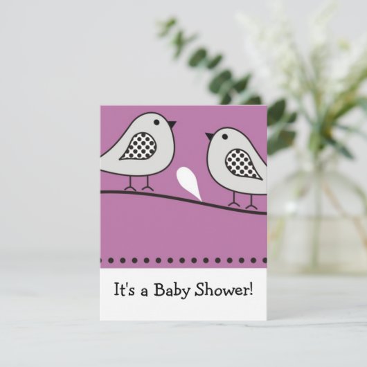 Uitnodiging tot het Baby shower van vogels : : Roz (Staand voorkant)