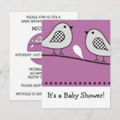 Uitnodiging tot het Baby shower van vogels : : Roz (Voorkant / Achterkant)