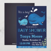 Uitnodiging tot het Baby shower van walvissen (jon (Voorkant / Achterkant)