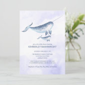 Uitnodiging tot het Baby shower van walvissen - Na (Staand voorkant)