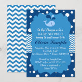 Uitnodiging tot het Baby shower van walvissen, Nau (Voorkant / Achterkant)