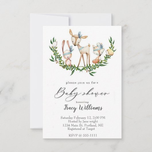 Uitnodiging tot het baby shower van waterverf (Voorkant)