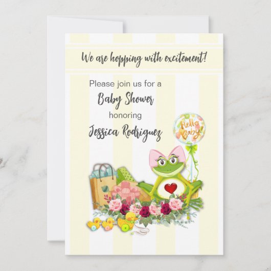 Uitnodiging tot het Baby shower van Whimsical Frog (Voorkant)