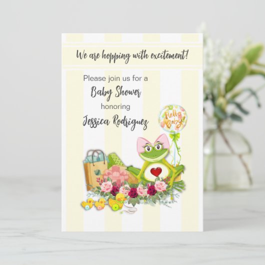 Uitnodiging tot het Baby shower van Whimsical Frog (Staand voorkant)