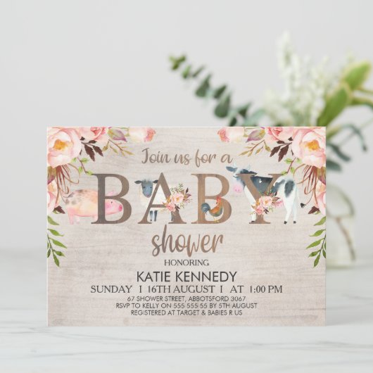 Uitnodiging tot het Baby shower van wilde dieren (Staand voorkant)