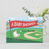 Uitnodiging tot het Baby shower voor Baseball Carr (Staand voorkant)