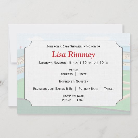 Uitnodiging tot het Baby shower voor Baseball Carr (Achterkant)