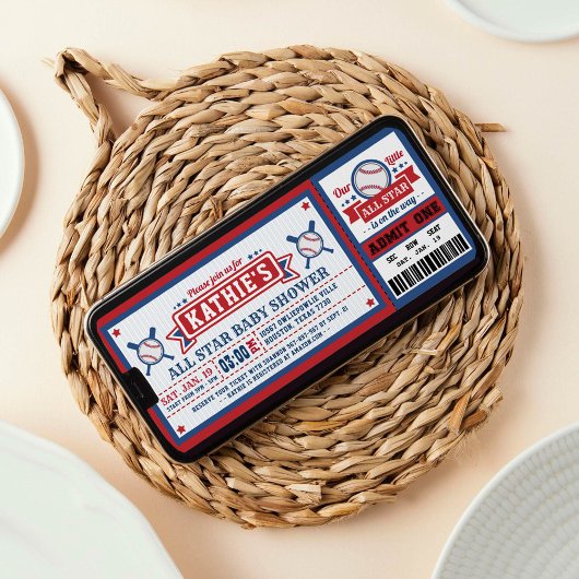 Uitnodiging tot het Baby shower voor Baseball Tick