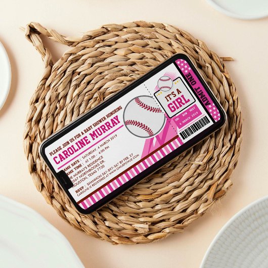 Uitnodiging tot het Baby shower voor Baseball Tick