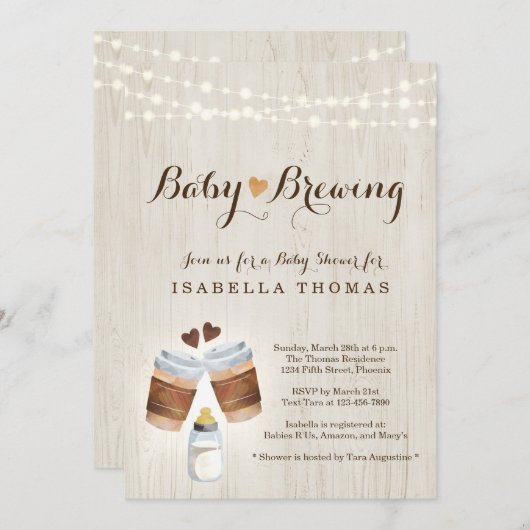 Uitnodiging tot het baby van koffie of thee-Baby s (Voorkant / Achterkant)