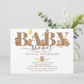 Uitnodiging tot het Beer van Cute Honey Baby showe (Staand voorkant)