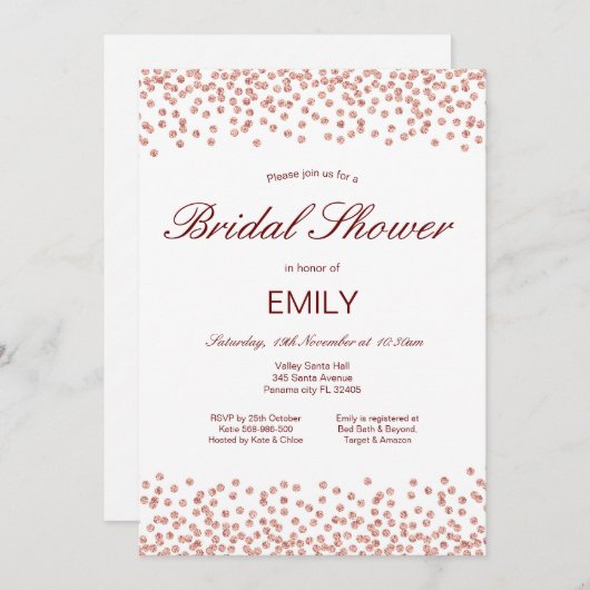 Uitnodiging tot het bewerken van Roos Gold Bridal (Voorkant / Achterkant)