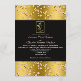 Uitnodiging tot het binden van gouden en zwarte ke