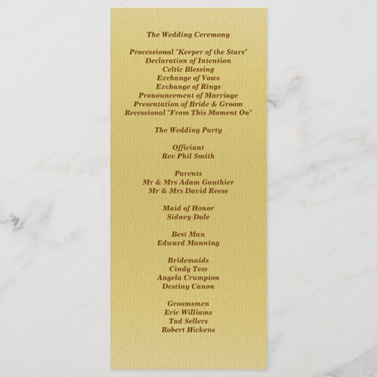 Uitnodiging tot het "Blue Masquerade Wedding Progr (Achterkant)