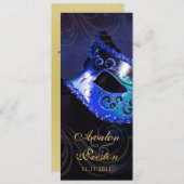 Uitnodiging tot het "Blue Masquerade Wedding Progr (Voorkant / Achterkant)