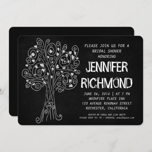 uitnodiging tot het douchen met bridal - hoofdbosk (Voorkant / Achterkant)