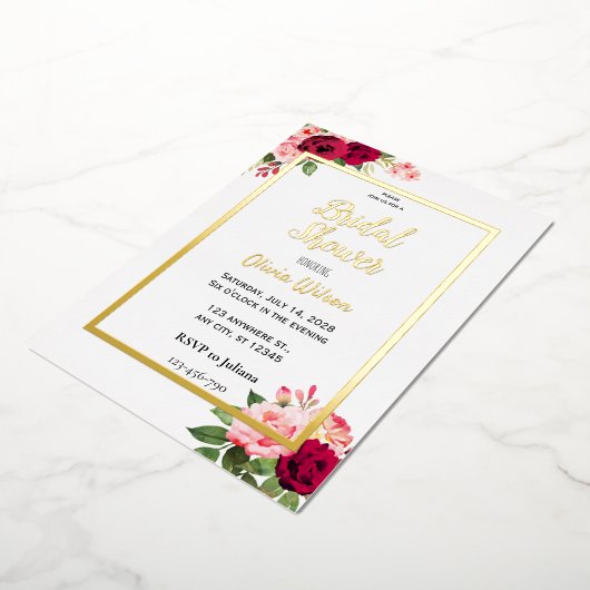 Uitnodiging tot het douchen van goudfolie met brid (Gedraaid)