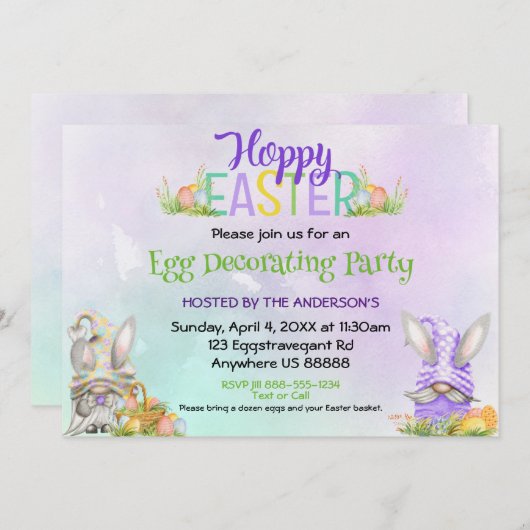 Uitnodiging tot het drogen van paaseieren (Voorkant / Achterkant)