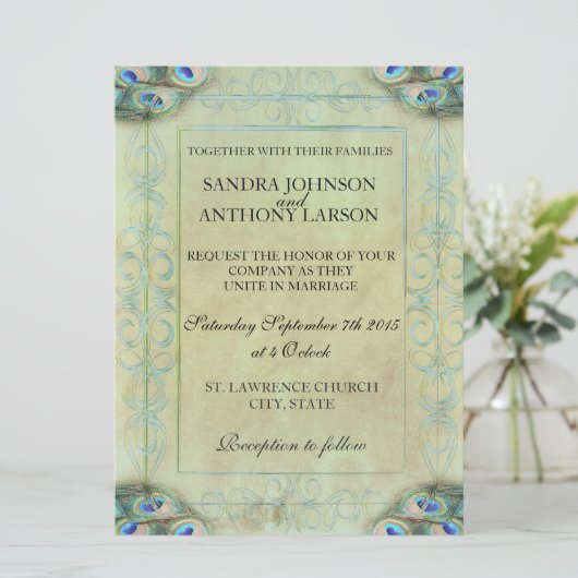 uitnodiging tot het huwelijk (Staand voorkant)