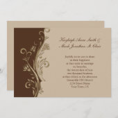 uitnodiging tot het huwelijk in bruine Tan Gold S (Voorkant / Achterkant)