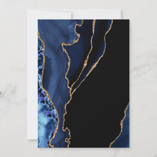 uitnodiging tot het huwelijk in Navy Blue Gold Aga (Achterkant)