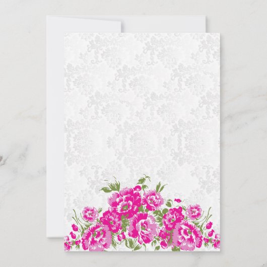  uitnodiging tot het huwelijk met roze Floral (Achterkant)