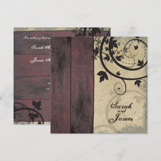  uitnodiging tot het huwelijk Rode Barn Board (Voorkant / Achterkant)