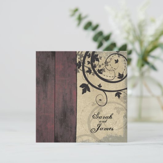  uitnodiging tot het huwelijk Rode Barn Board (Staand voorkant)