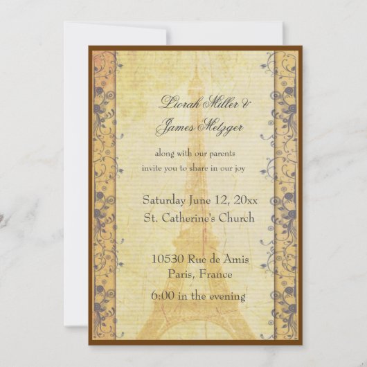 Uitnodiging tot het huwelijk te Parijs (Voorkant)