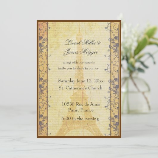 Uitnodiging tot het huwelijk te Parijs (Staand voorkant)