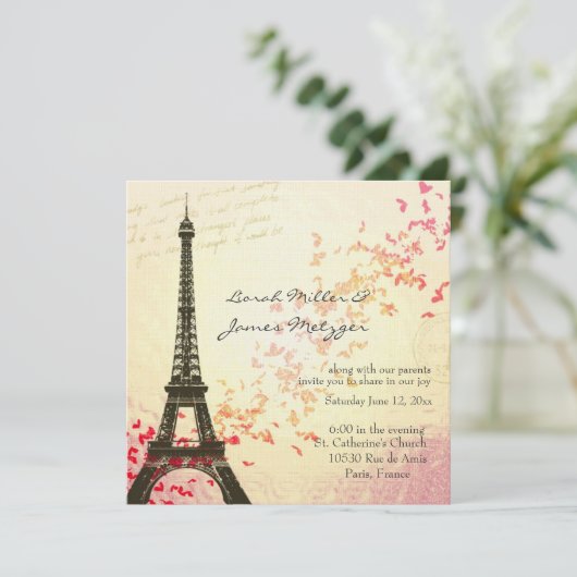 Uitnodiging tot het huwelijk te Parijs (Staand voorkant)