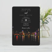 Uitnodiging tot het huwelijk van Chicago Skyline (Staand voorkant)