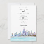 Uitnodiging tot het huwelijk van Chicago Skyline (Voorkant)