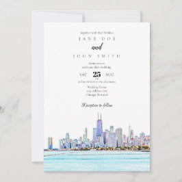 Uitnodiging tot het huwelijk van Chicago Skyline