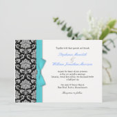 Uitnodiging tot het huwelijk van Damasblauw (Staand voorkant)